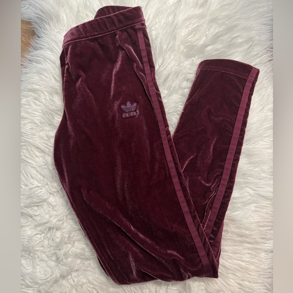 Adidas Velvet 3 Stripe Leggings Purple Women’s Small Athleisure Joggers